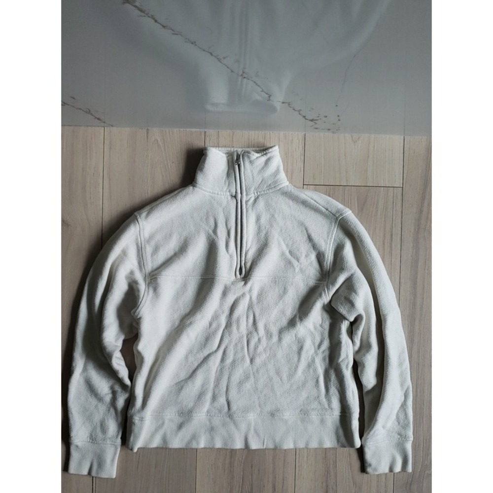 Jenni Kayne Quarter Zip Pullover Womens XS Ivory Cotton Blend Sweatshirt